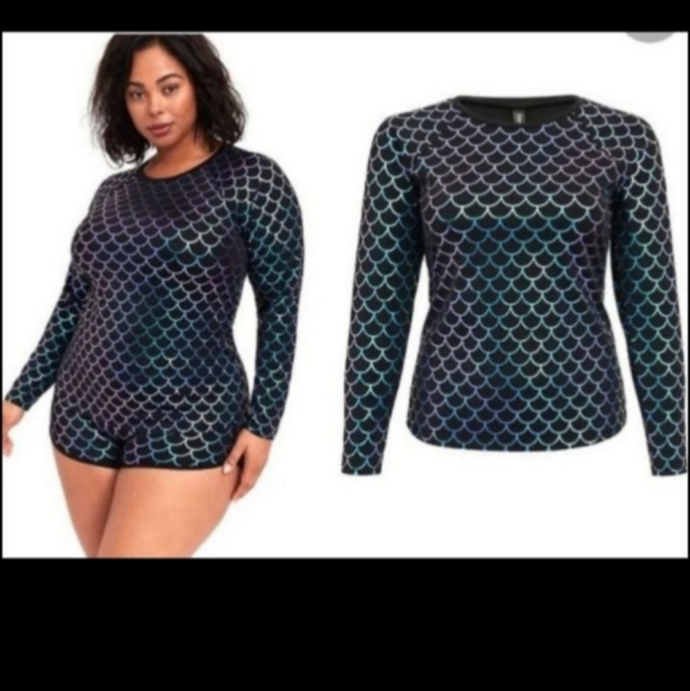 Torrid Mermaid Scale Swim Shirt Rash guard